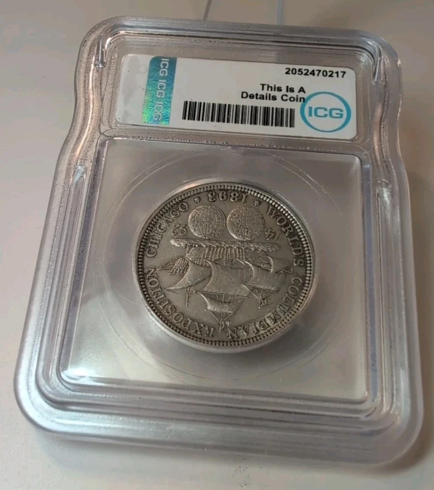 1893 Columbian Silver Commemorative Half Dollar 50C ICG AU Quality - Image 2 of 4