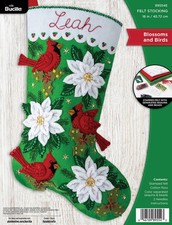 DIY Bucilla Blossoms and Birds Christmas Cardinals Felt Stocking Kit 89554