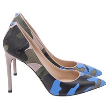 Valentino Garavani Camouflage Pointed Pumps In Canvas And Leather Women Size 38