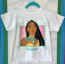 VINTAGE Disney Pocahontas Kids Tshirt distressed faded Cracking Holes Medium