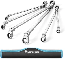 Extra Long Flex-Head Ratcheting Wrench Set, Double Box End Wrench Set, 6-Piece, 