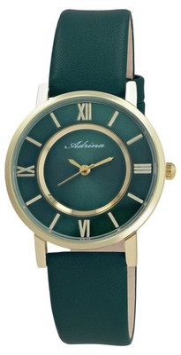 Adrina Damen Armbanduhr Frauen Analog Quarzuhr Girl Watch Kunstlederband Grün