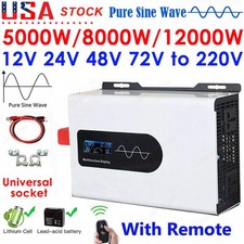 5000W 8000W 12000W Peak 12V 24V 48V 72V - 220V Pure Sine Wave Power Inverter