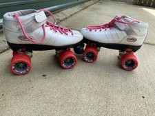 Riedell R3 Cayman Roller Derby SPEED Skates White Pink Radar Zen Wheels Size 7