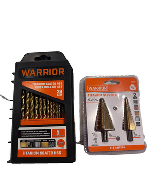 warrior titanium 29 piece drill bit set / warrior titanium 2 piece step bits
