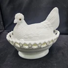 WestMoreland White Milk Glass Split Tail Hen On Nest 7.5” Vintage Farmhouse