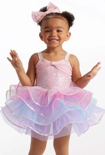 Dance Costume XS Child Pink Weissman 15657 Tap Ballet Pageant Sequin Tutu