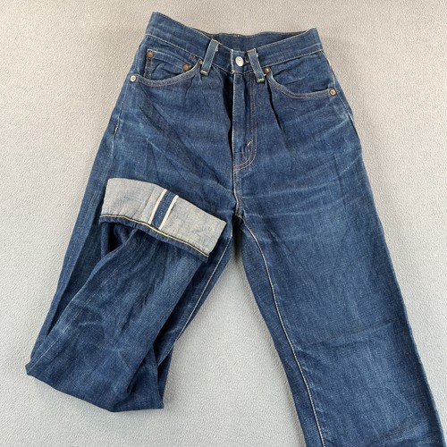Jeans Levis 701 donna 24x28 blu denim cimosa vita alta etichetta LVC 24x34 - Foto 2 di 19
