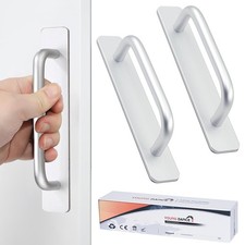 Self Stick Aluminum Cabinet Handles, 2pcs Adhesive Drawer Pulls, Silver