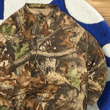 Vintage Duxbak Realtree Camo Long Sleeve Henley Shirt Large