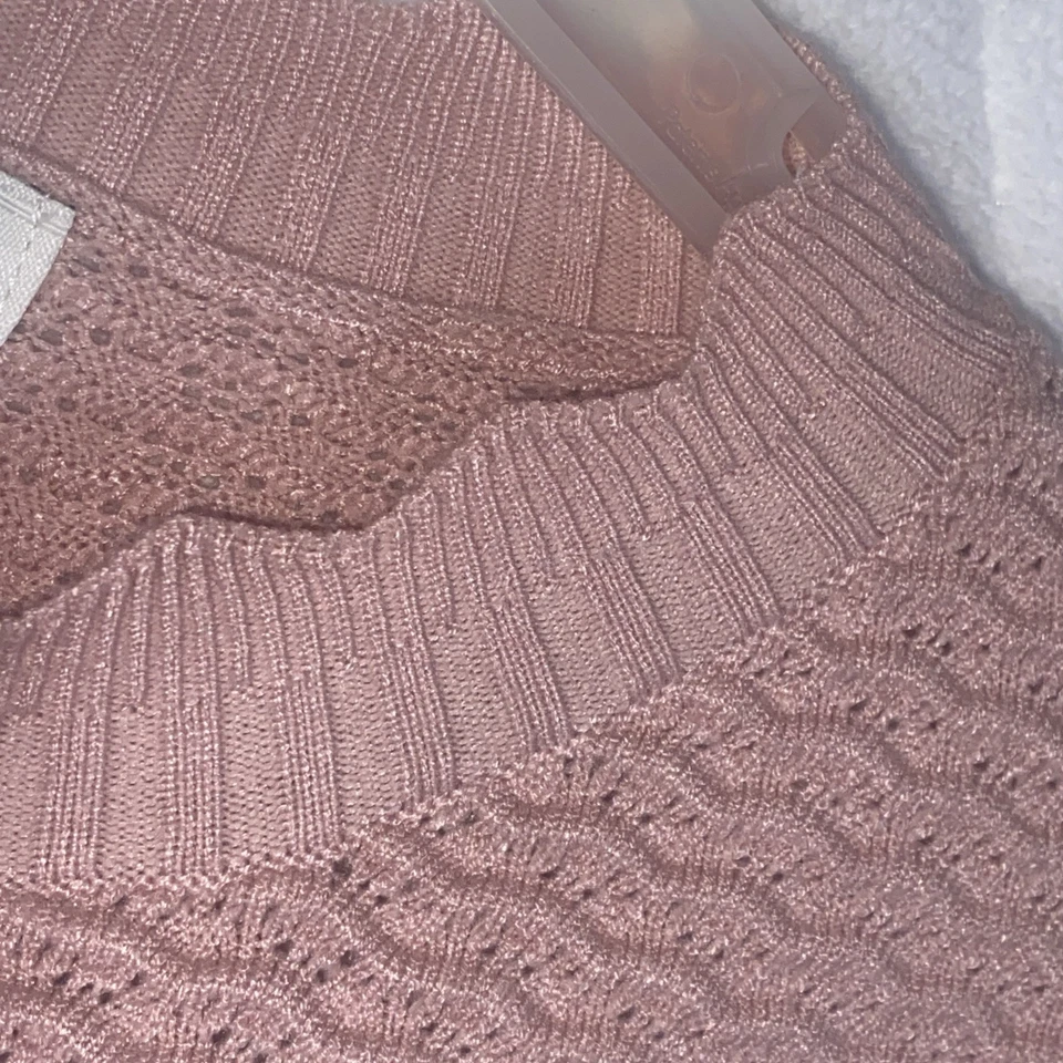 Cardigã feminino Rachel Zoe rosa blush médio botão dourado malha suéter decoração rosa - Imagem 4 de 4