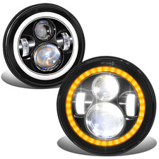 Fit 07-18 Jeep Wrangler Jk Led Drl Projector Headlights Head Lamps Black Housing