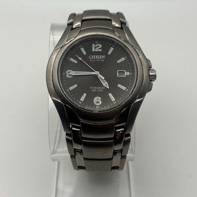Citizen Eco-Drive Titanium Black Dial Men's Wristwatch 42mm Runs, Broken Clasp