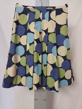 LAURA ASHLEY UK 10 Blue Green 100% Cotton Polka Dot Skirt Lined