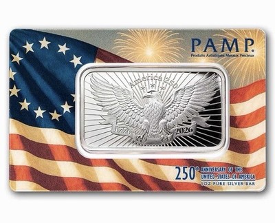 1 oz Silver Bar - PAMP 250th Anniversary of the USA