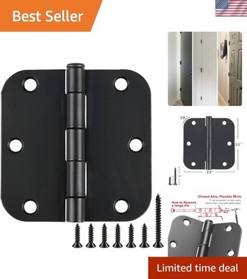 Versatile 30 Pack Interior Door Hinges 3.5 Inch Matte Black with Rounded Edges