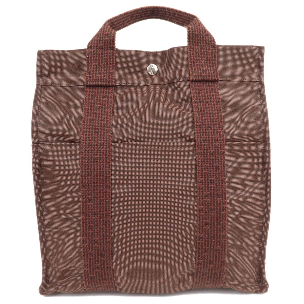 HERMES Her Line A Dos MM Canvas Backpack Brown Silver HDW 
