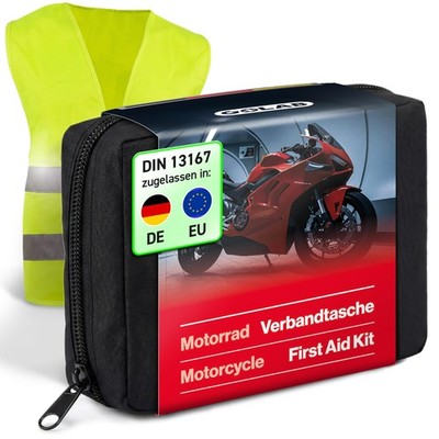 First Aid Kit Motorcycle Small and Compact, First Aid Kit to DIN 13167 with...
