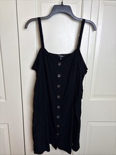 NWT Express Black Rayon Sleeveless Dress Button Accent Adjustable Straps Size XL