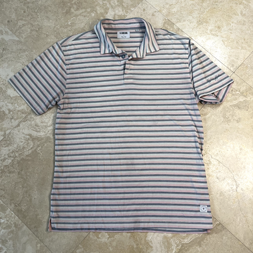 Linksoul Mens Large Tempus Fugit Striped Golf Polo Soft Luxury Cotton - Picture 3 of 7
