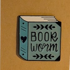 Book Worm Enamel Pin 356 FREE SHIPPING 
