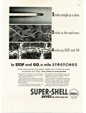 1938 Shell Super-Shell Gasoline gives better gas mileage Vintage Print Ad