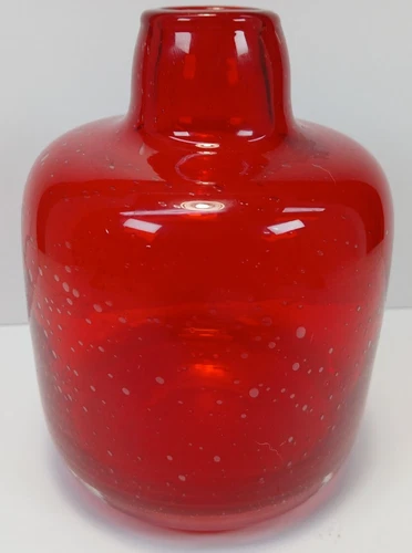 Vintage Ruby Red 'Controlled Bubbles' Art Glass Decorative Bottle