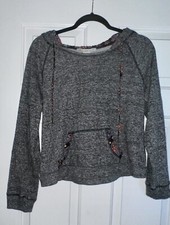 American Rag Juniors Gray Hoodie Cotton Blend Aztec Trim Size Large