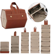 Travel Sunglasses Organizer Folding Design PU Eyeglasses Hanging Storage Case