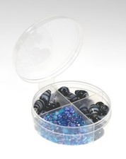 Clear Round Plastic Containers W/ Attached Lid-4 WAY DIVIDED- 100 Bulk Count
