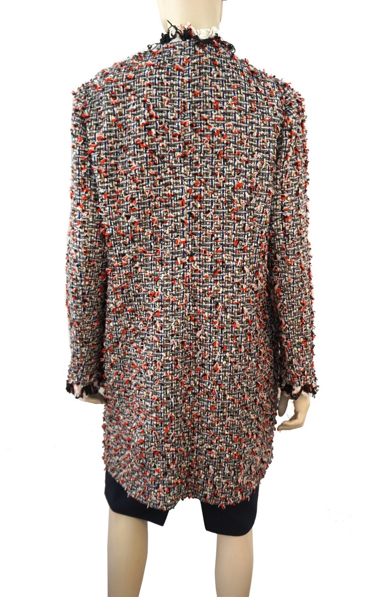 GIAMBATTISTA VALLI sz XL Multicolor Fringed Boucle Tweed