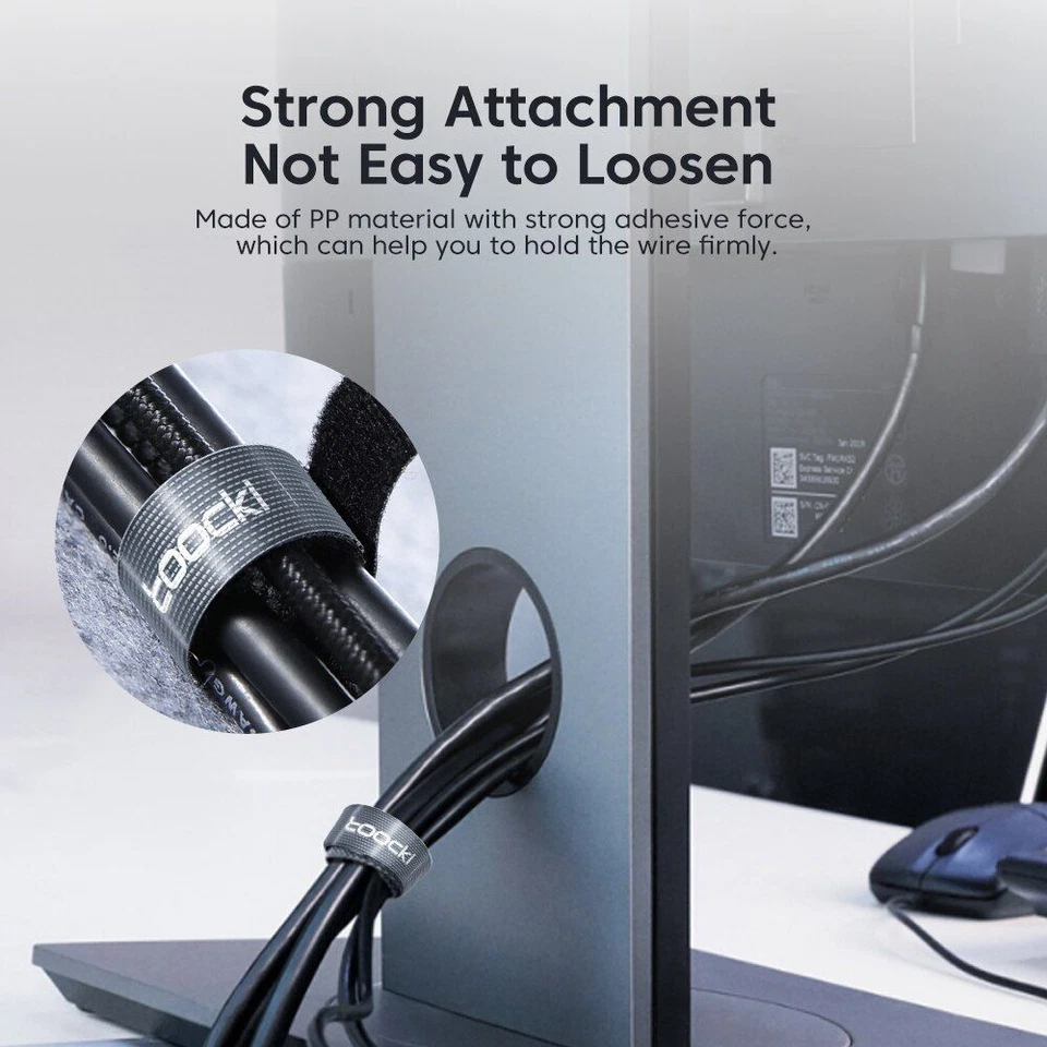 Cable Organizer Wire Winder-Nylon Strap Earphone Mouse Cord Management 1cm Width - Image 3 of 4