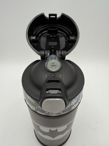 Thermos Brand FUNTAINER Vacuum Insulated Straw Bottle, 12oz, Batman, Black, NEW - Picture 2 of 4