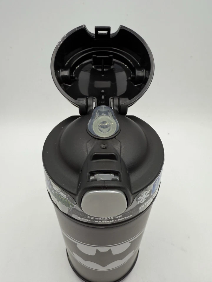 Botella de paja aislada al vacío marca Thermos FUNTAINER, 12 oz, Batman, negra, NUEVA Foto 2 de 4
