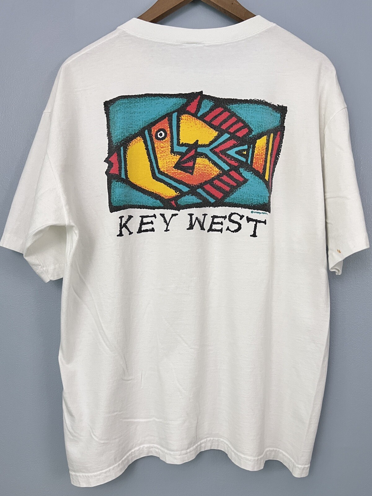 VINTAGE Crazy Shirts Key West Florida Tshirt Men Large 90s Single