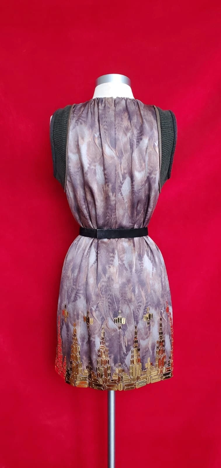 Undercover Co. Ltd Brown Feather Print Wool Silk Dress Size 2