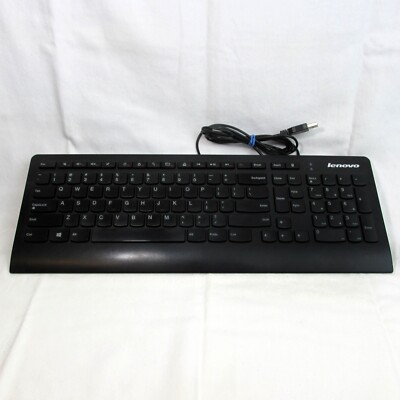 Lenovo KU-0989 Slim Line USB UK Qwerty Keyboard Black Tested Working