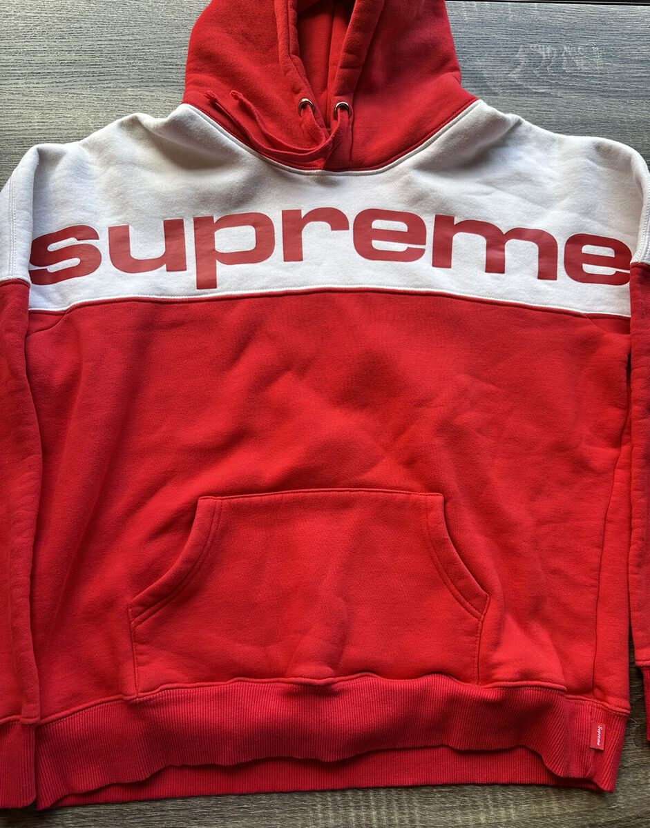 Supreme Color Blocked Hoodie Sweatshirt FW17 Size M Medium Red White