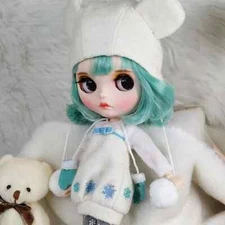 12"Blythe doll Nude Joint Body short hair Hand drawn makeup dudu lips sleep eyes