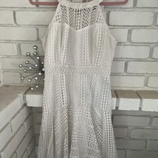 Lulus Pretty White Dress Fit Flare Sleeveless Casual Size M