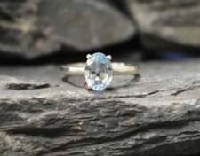 Blue Topaz Ring, 925sterling silver, December Birthstone, Solitaire Ring,