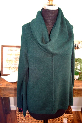 Ruby Moon Green Wool Alpaca Blend Cowlneck Sweater SZ L