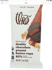 Theo Chocolate Organic Peanut Butter Cups 85% Dark Chocolate 1.3 Oz Pack Of 12