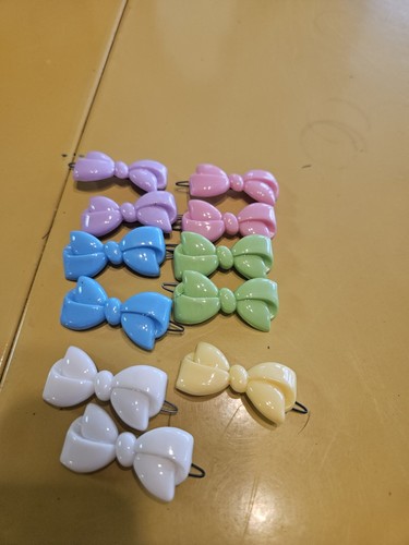 Vintage Pastel Colored Bow Barrettes (11)