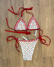NWT New Victoria s Secret PINK Frankies Bikinis Triangle Flower Bikini Set, XL