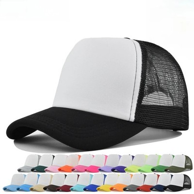 Mens Womens Trucker Hat Mesh Back Plain Solid Snapback Baseball Cap Blank Visor