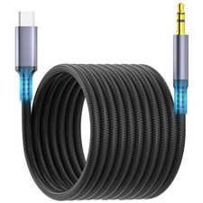JHAOUS Aux to USB C, USB C to 3.5mm Audio Jack Cable 4.3 ft, Type C to Headph...