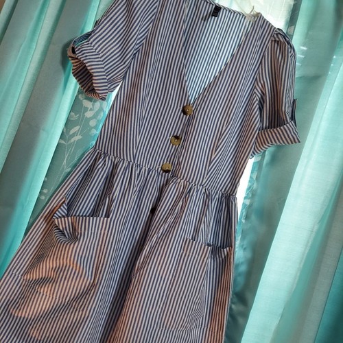 Mini abito Zara tg XS cotone manica corta scollo V bottoni tasca boho cottage - Foto 4 di 11