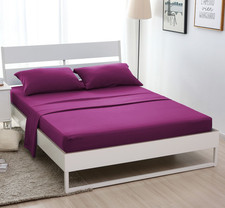 3-Piece Bed Sheet Set 1 Fitted Sheet 1 Flat Sheet 1 Pillowcases Twin Size Purple