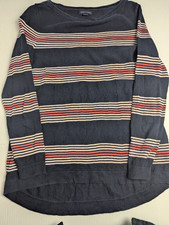TOMMY HILFIGER Womens Red White Blue Striped Jumper sz S 100% Cotton